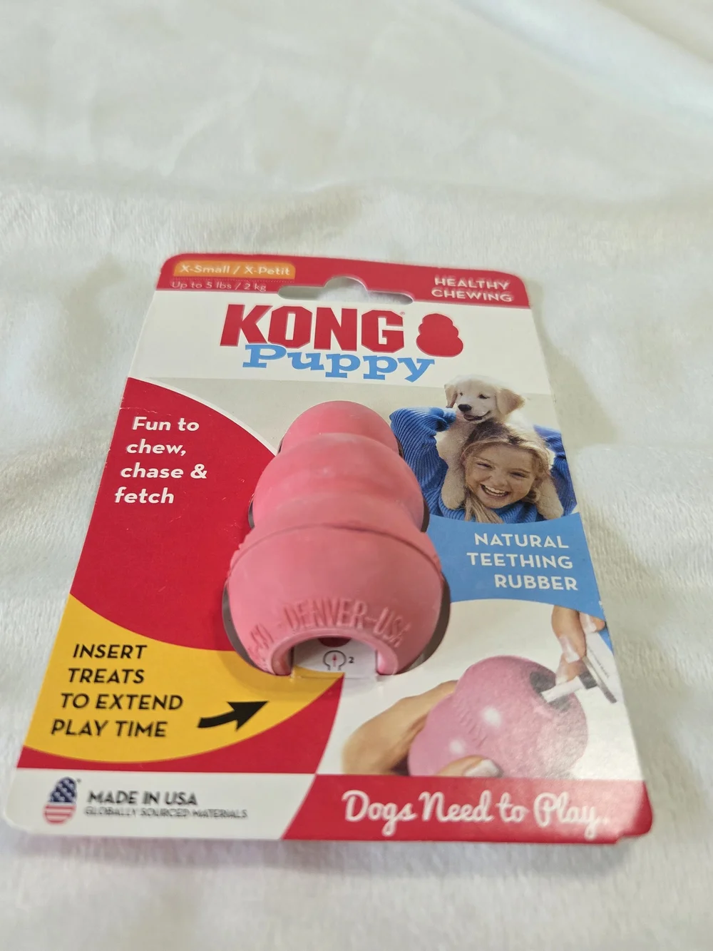 NWT XS KONG Puppy Pink Rubber Chew Toy For Dogs Up To 5 Pounds